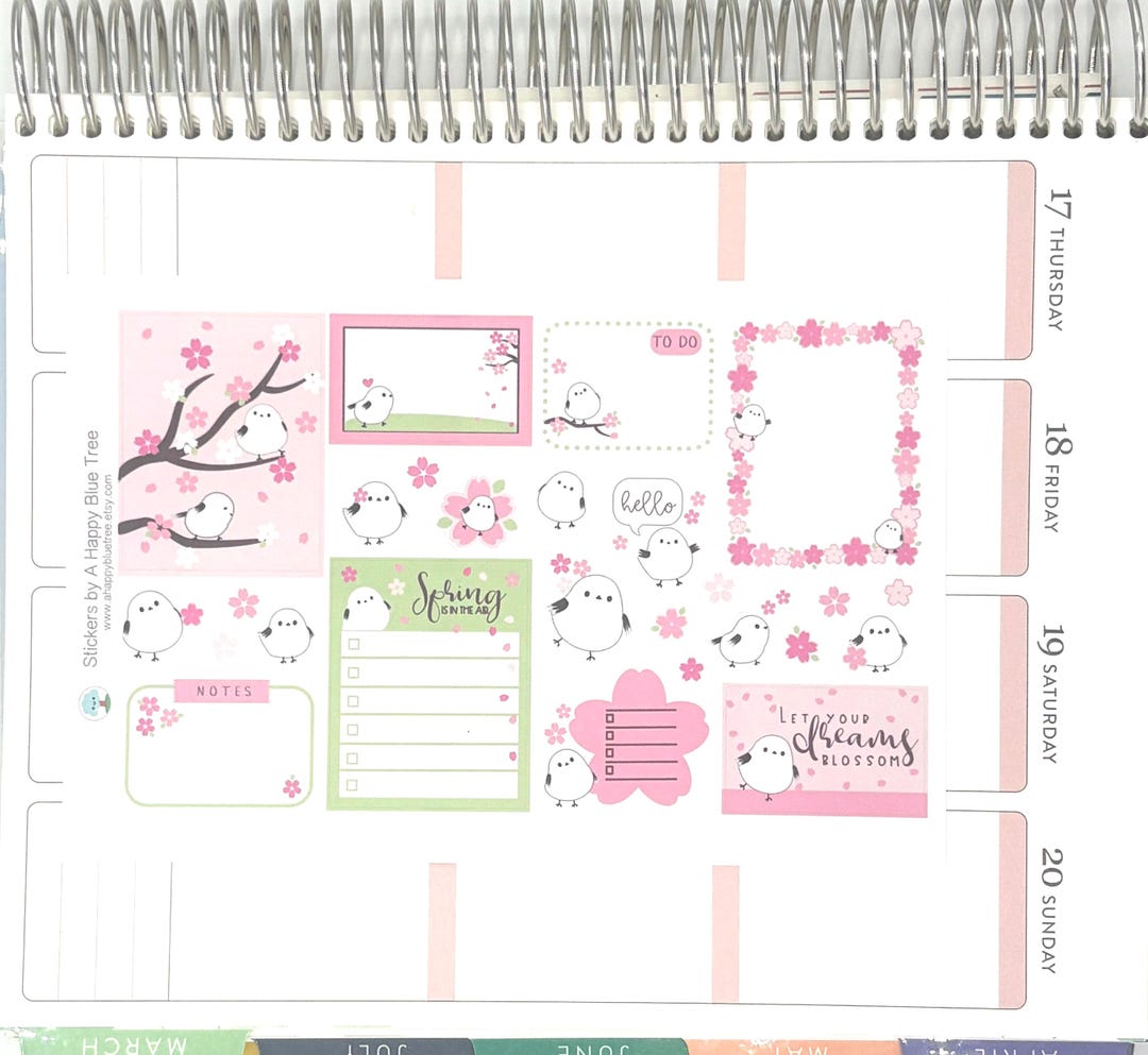 Happy Cherry Blossom Birds Variety Mix Cute Kawaii Planner Stickers ...