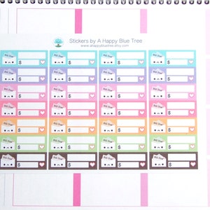 Happy or Sad Bill Due Reminder Label Cute Kawaii Vertical Erin Condren Planner Stickers Kikkik Funny Cute Phone Money Budget image 3