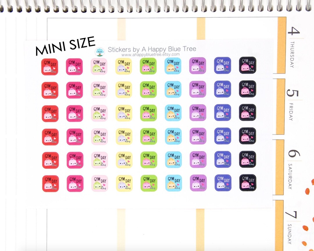 Happy MINI Gym Day SQUARE Appointment Reminder Tracker Cute Kawaii ...
