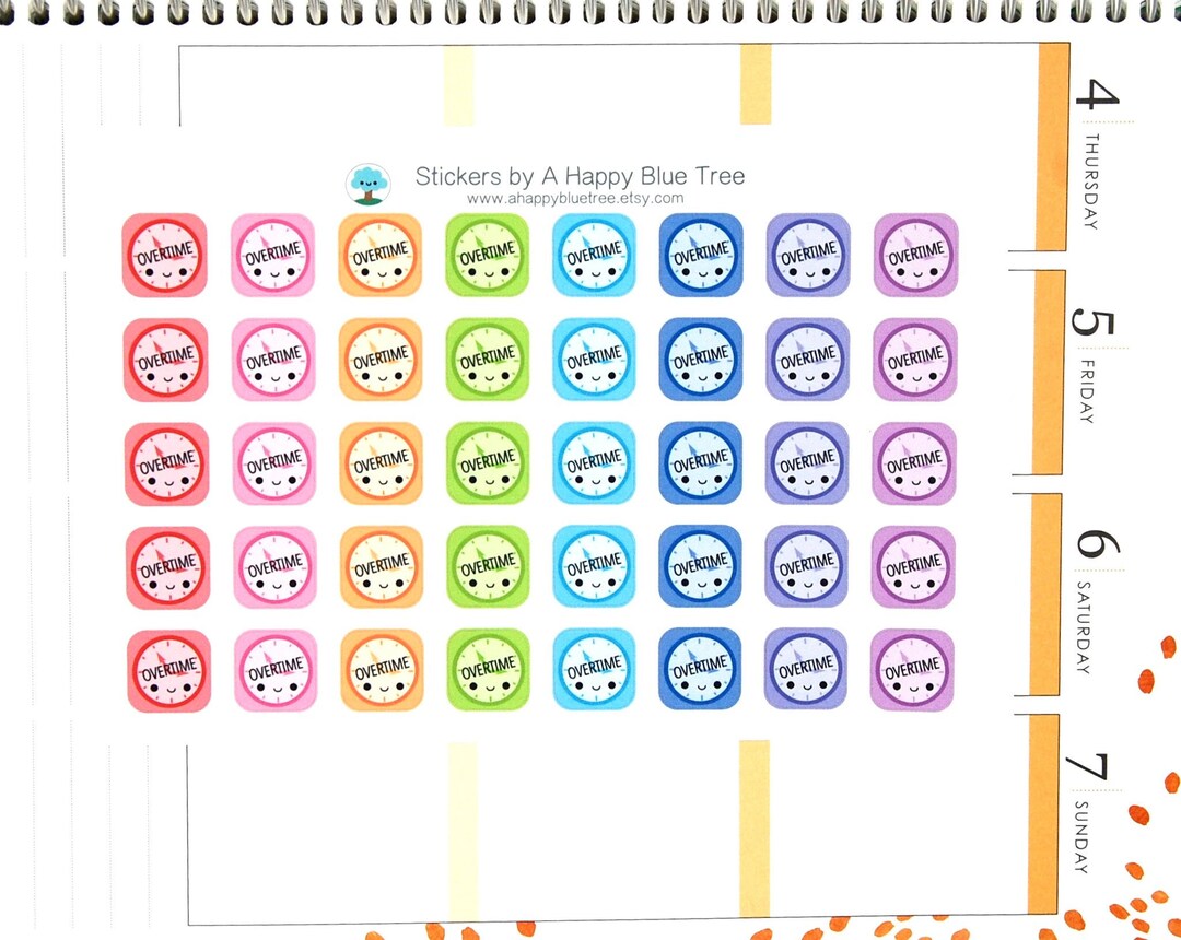 Happy Overtime Work Schedule Reminder Tracker Cute Kawaii Planner ...