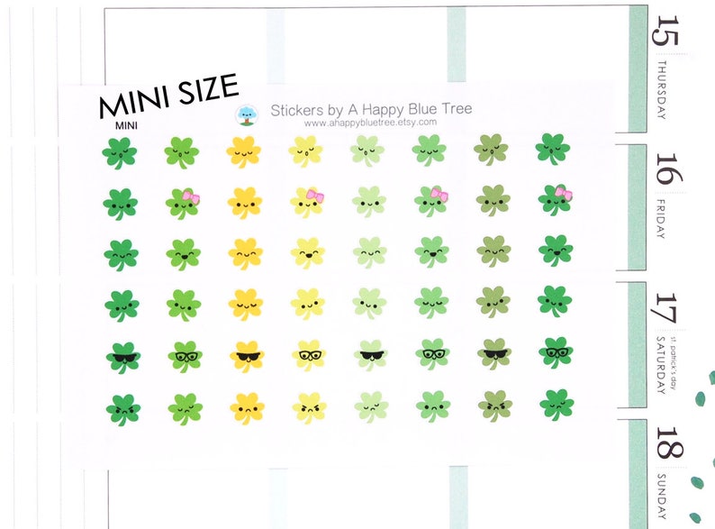 MINI Happy St Patricks Clover Emotions Themed Stickers Erin image 1