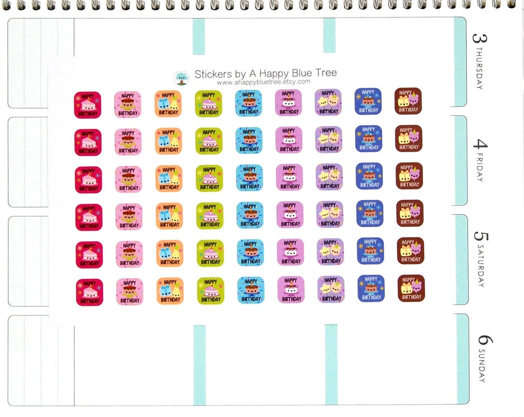 MINI Happy Birthday Square Reminder Tracker Cute Kawaii Planner ...