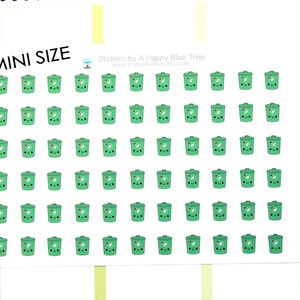 MINI Happy Trash Recycle Green Waste Bins Cans Reminder Kawaii Stickers Erin Condren planner Midori Personal Kikkik Funny Cute image 5