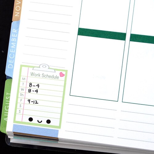 Happy Work Schedule Reminder Tracker Cute Kawaii Planner - Etsy