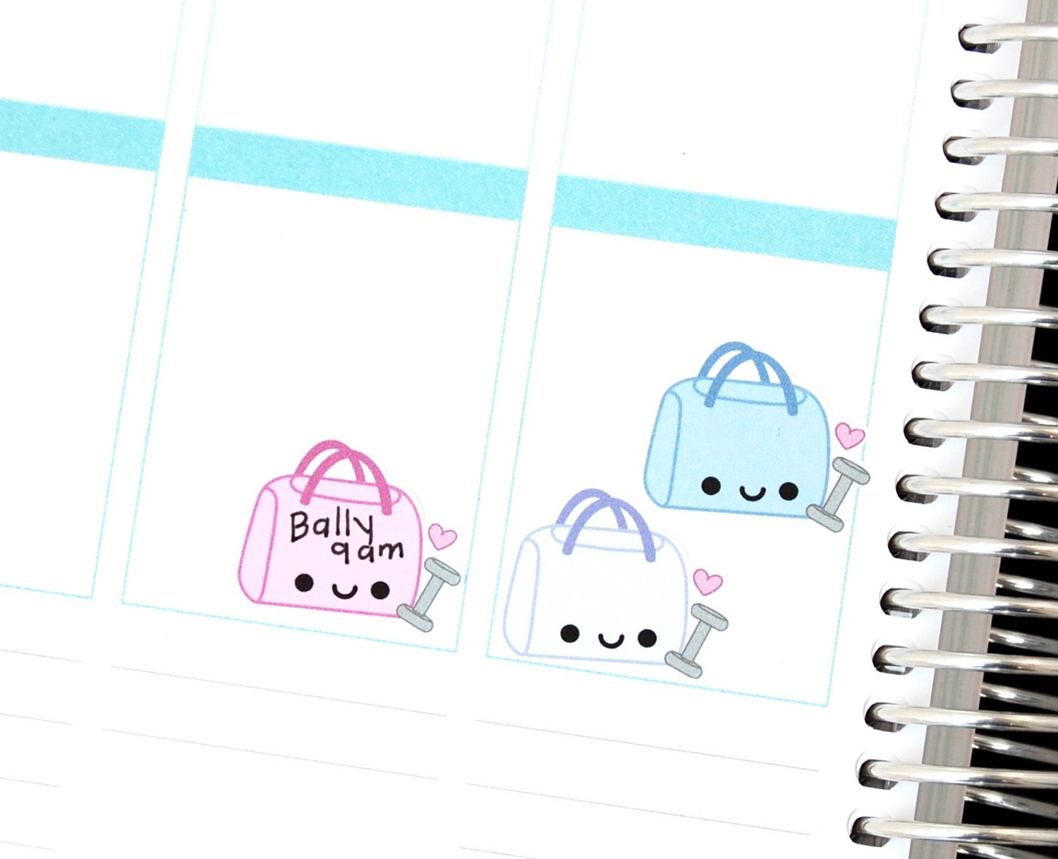 Happy Gym Bag Write in Tracker Reminder Cute Kawaii Planner Stickers ...