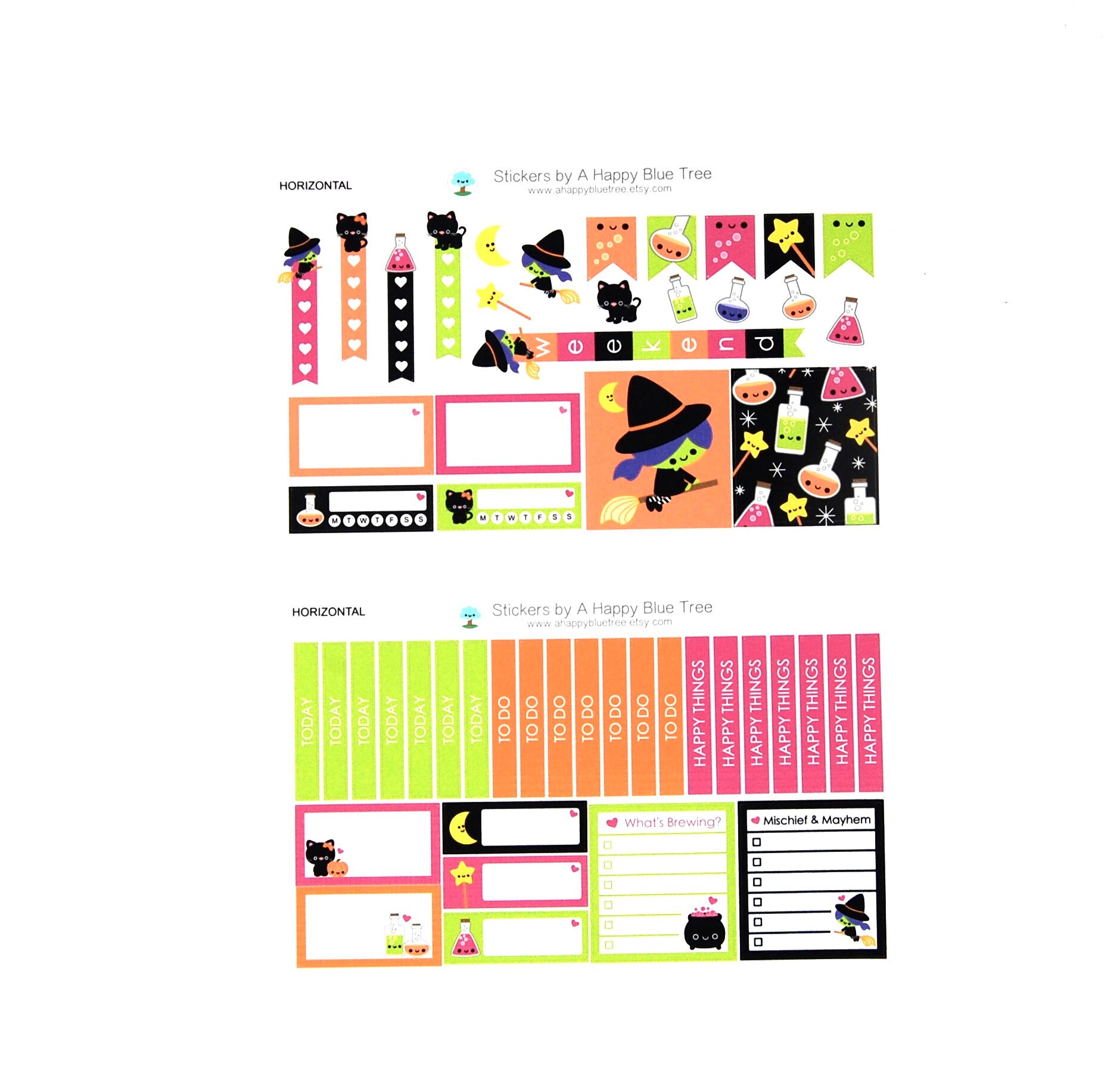 Happy Halloween Treats Sticker Set of 10 HORIZONTAL Erin Condren Life ...