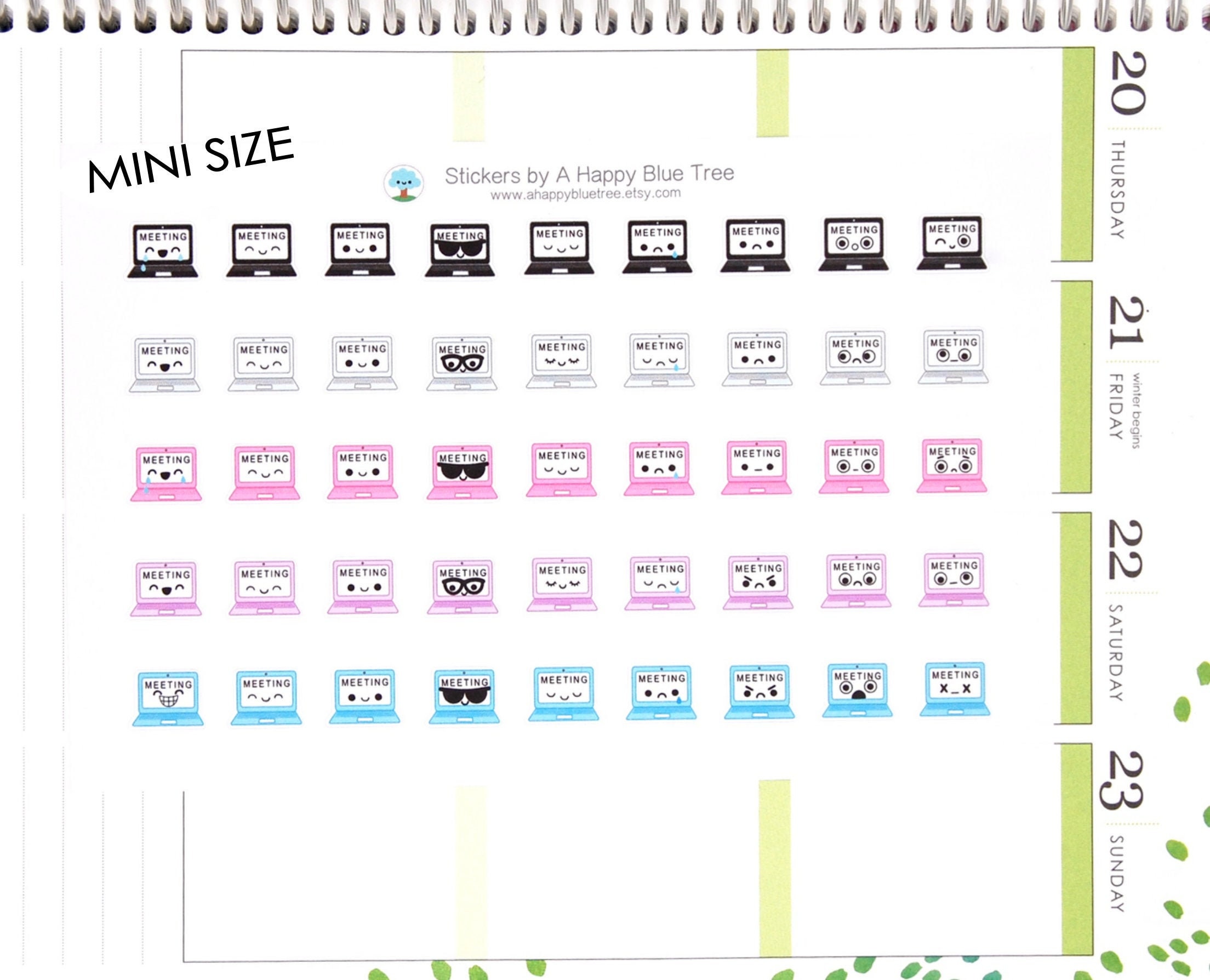 MINI Happy Online Meeting Emotions Themed Stickers Erin Condren Life ...
