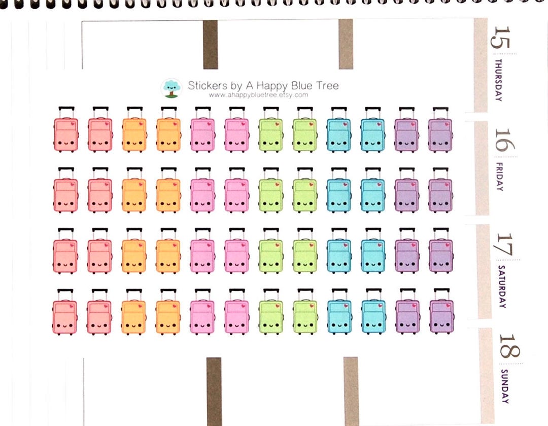 Happy Luggage Suitcase Reminder Cute Kawaii Planner Stickers Erin ...