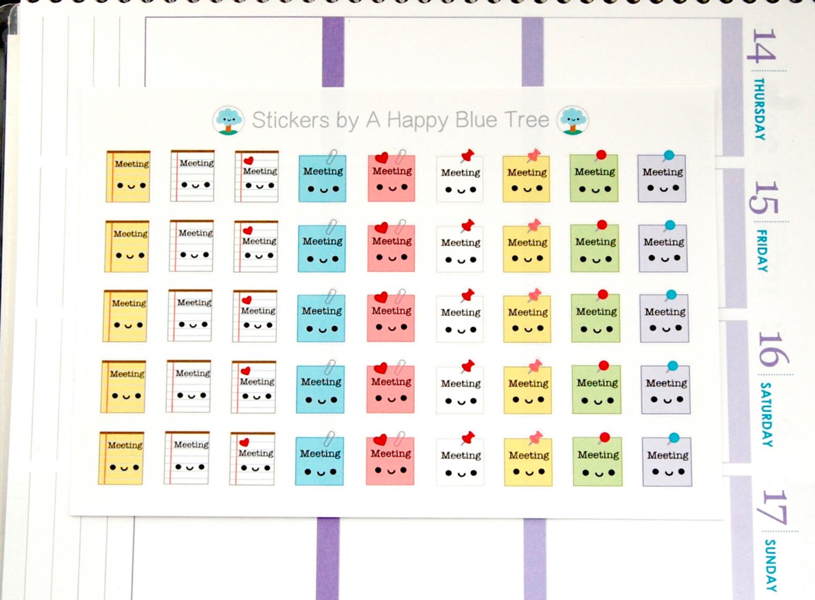 Happy Meeting Reminder Tracker Cute Kawaii Planner Stickers for Erin ...