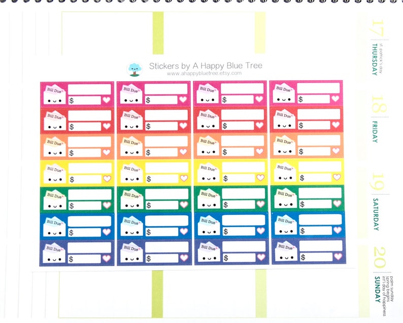 Happy or Sad Bill Due Reminder Label Cute Kawaii Vertical Erin Condren Planner Stickers Kikkik Funny Cute Phone Money Budget image 4