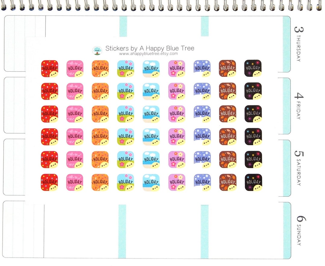 MINI Happy Holiday Square Reminder Tracker Cute Kawaii Planner Stickers ...