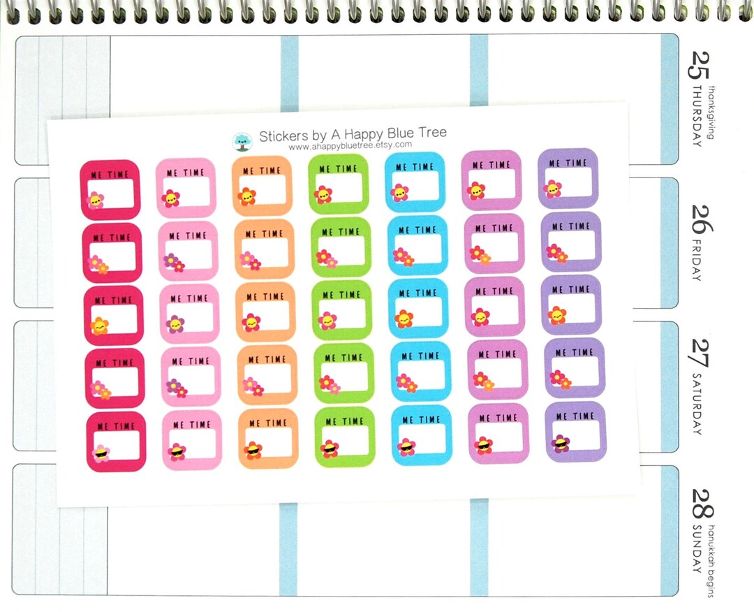 ME Time Square Write-in Reminder Tracker Cute Kawaii Planner Stickers ...