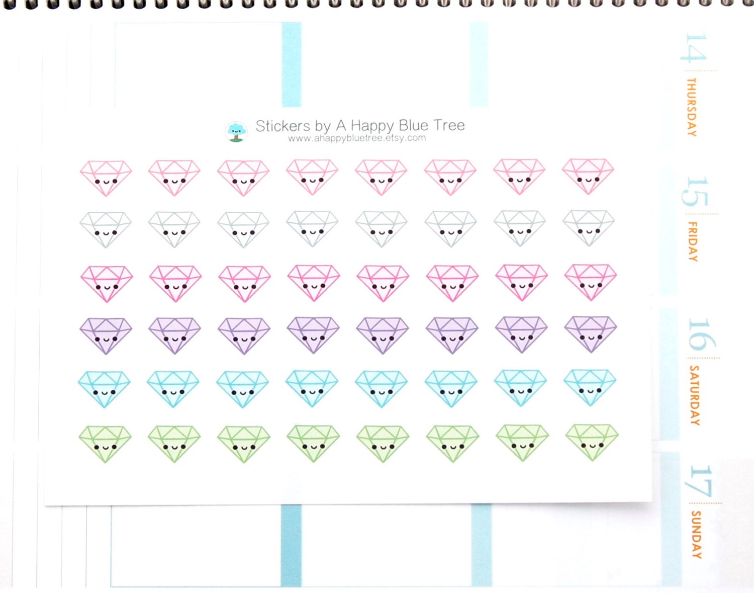 Happy Diamond Reminder Tracker Cute Kawaii Planner Stickers for Erin ...