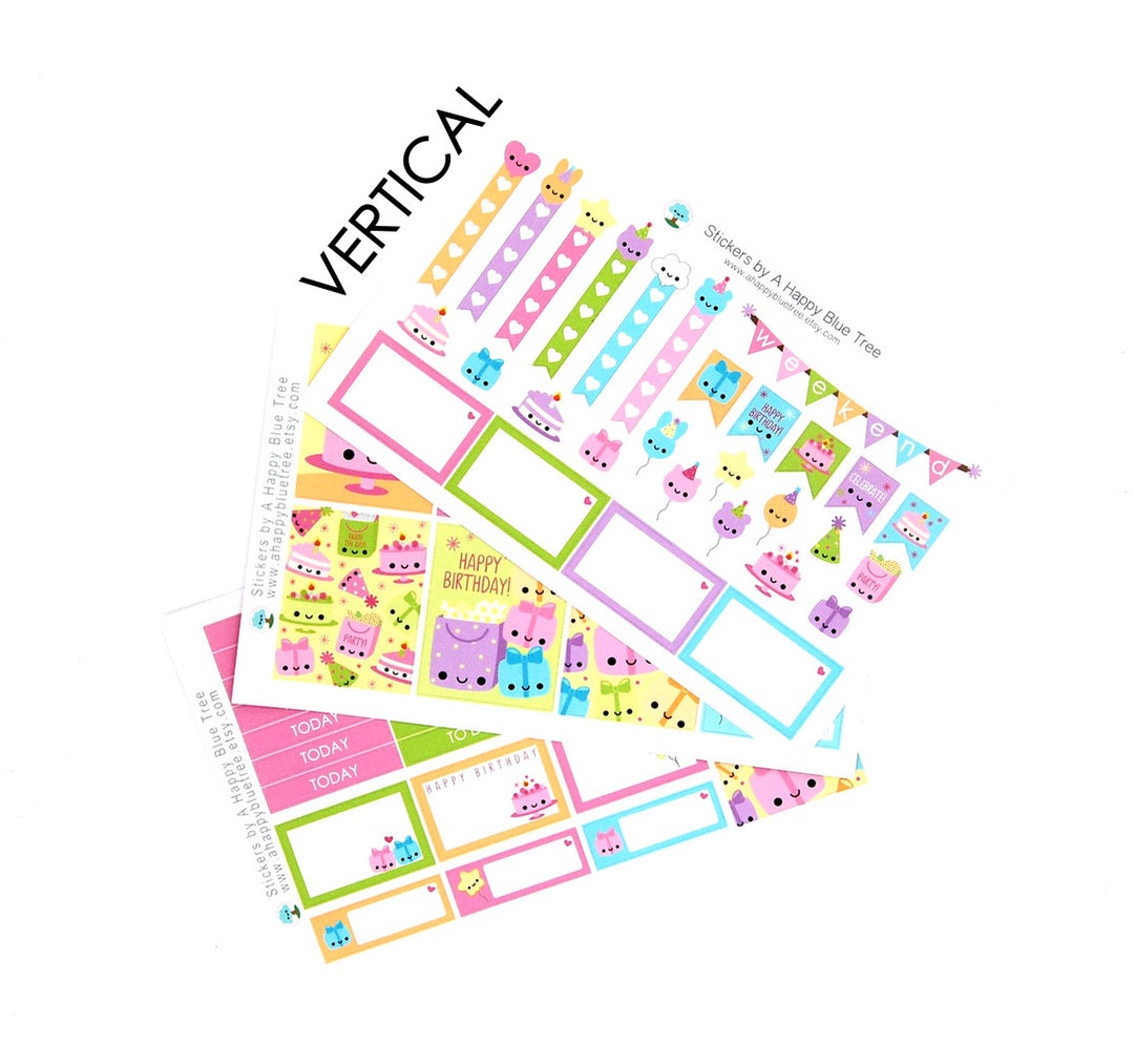 Happy Birthday Balloons Sticker Set VERTICAL Erin Condren Life Planner ...