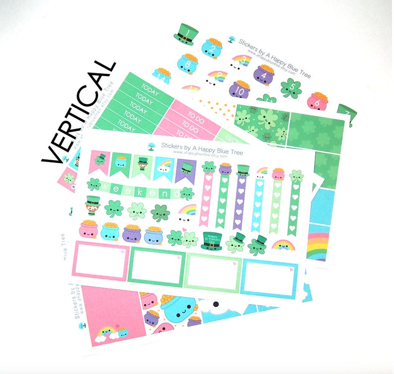 Happy Lucky St Patricks Day Sticker Set VERTICAL Erin Condren Life ...