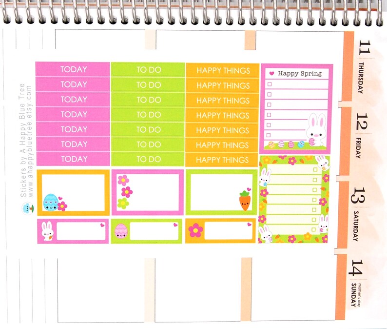 Happy Easter Bunny Sticker Set VERTICAL Erin Condren Life Planner ECLP ...