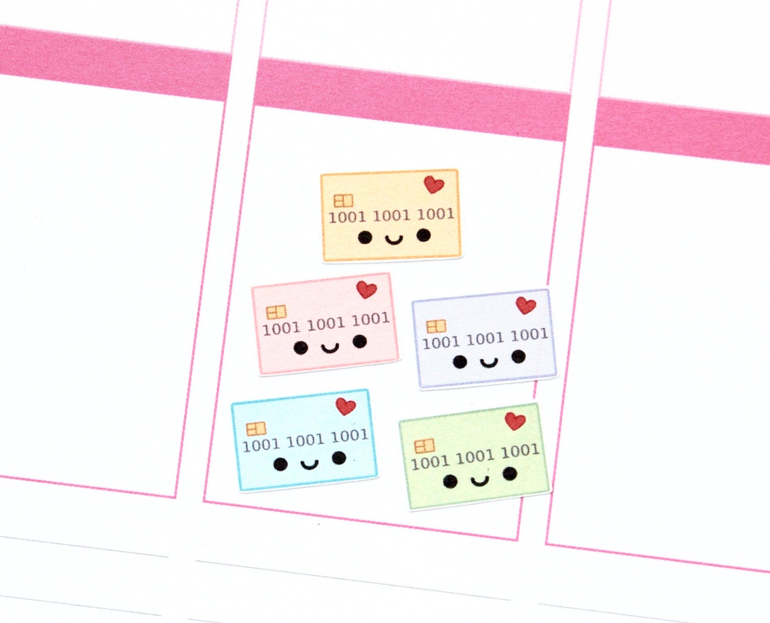 Happy Credit Card Monthly Reminder Tracker Cute Kawaii Planner Stickers ...