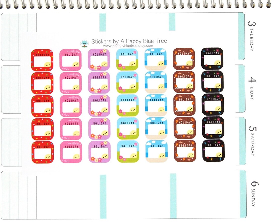 Happy Holiday Write in Square Reminder Tracker Cute Kawaii Planner ...