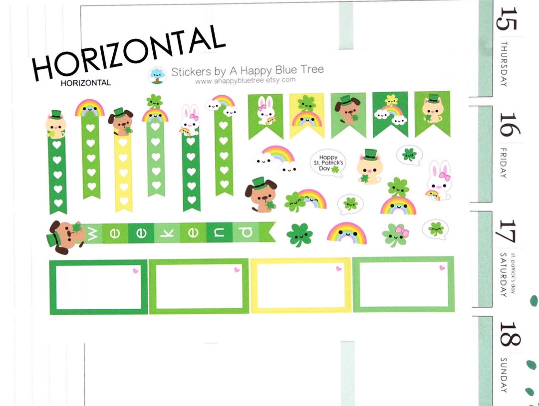 Happy St Patricks Friends Flag/character Stickers HORIZONTAL Erin ...