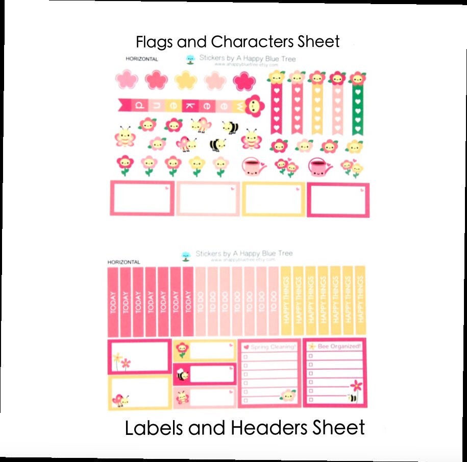 Happy Spring Sticker Set HORIZONTAL Erin Condren Life Planner ECLP ...