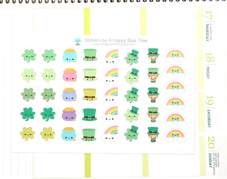 Happy St Patrick's Day Stickers Erin Condren Life Planner ECLP Mambi ...