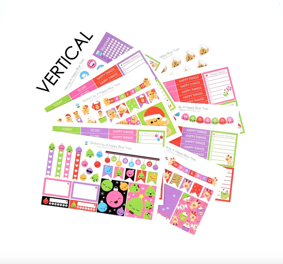 Happy Christmas Treats Sticker Set of 10 VERTICAL Erin Condren Life ...