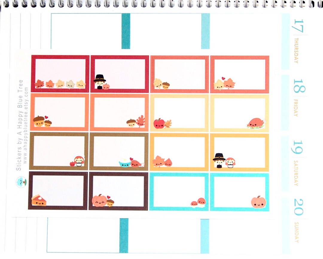 Happy Thanksgiving Half Box Stickers for Erin Condren Life Planner ECLP ...