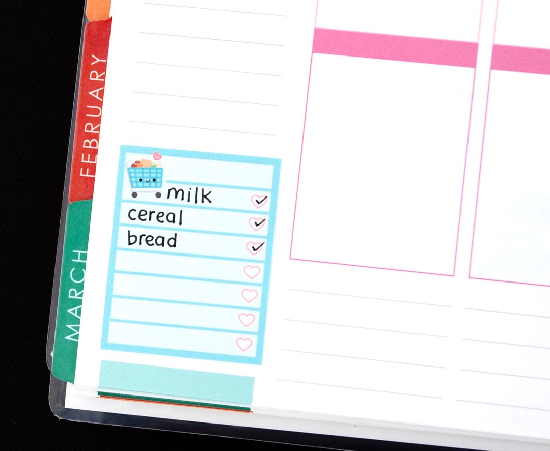 Happy Shopping Cart List Full Box Stickers for Erin Condren Life ...