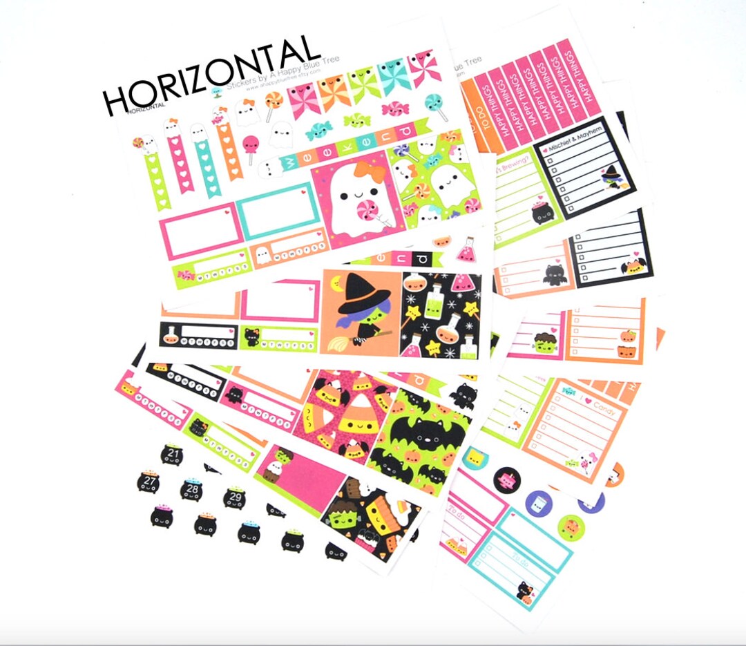 Happy Halloween Treats Sticker Set of 10 HORIZONTAL Erin Condren Life ...