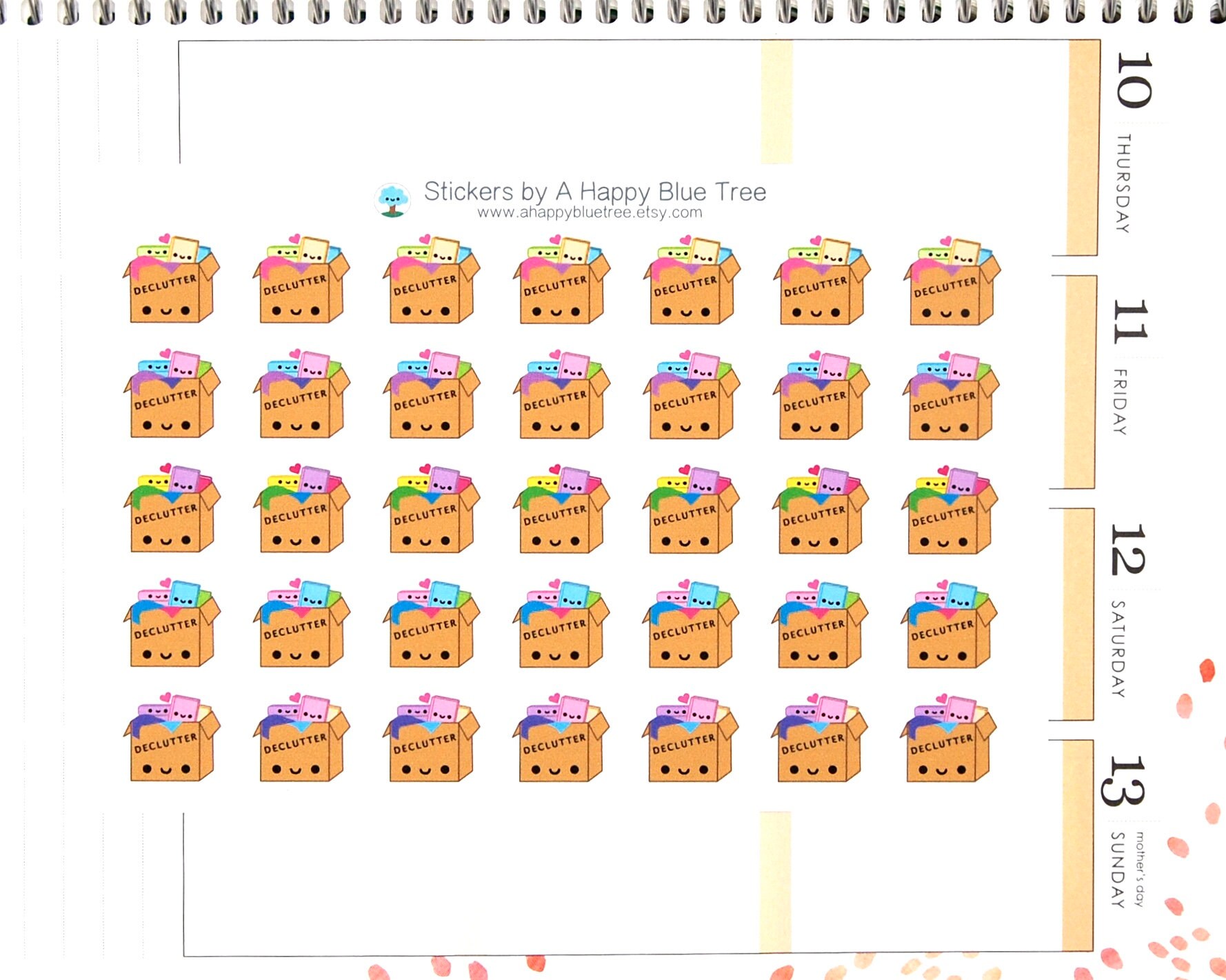 Happy Declutter Reminder Tracker Cute Kawaii Planner Stickers Erin ...