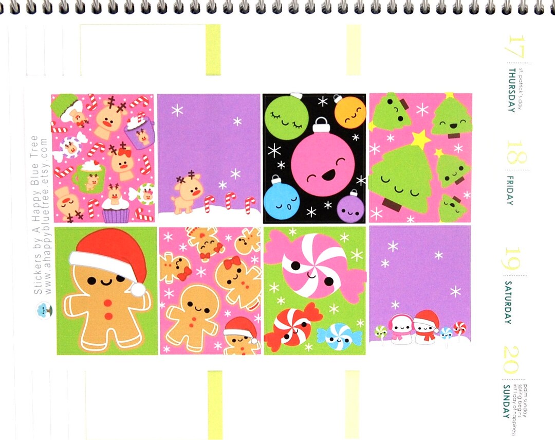 Happy Christmas Treats Full Box Themed Stickers VERTICAL Erin Condren ...