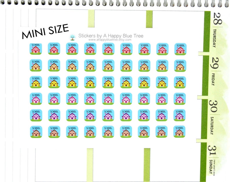 MINI Happy In Person School SQUARE Tracker Reminder Stickers Erin Condren Life Planner Personal Kawaii Cute Blended Teacher Class Homework image 1