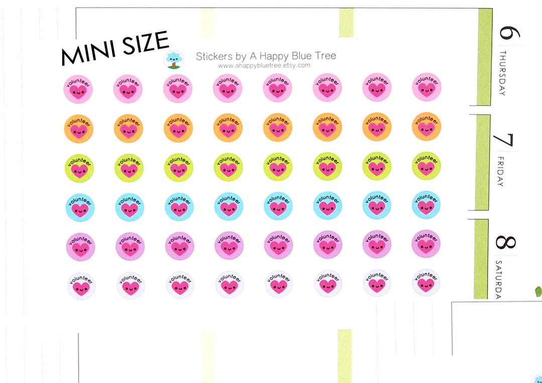 MINI Happy Volunteer Reminder Tracker Cute Kawaii Planner Stickers Erin ...