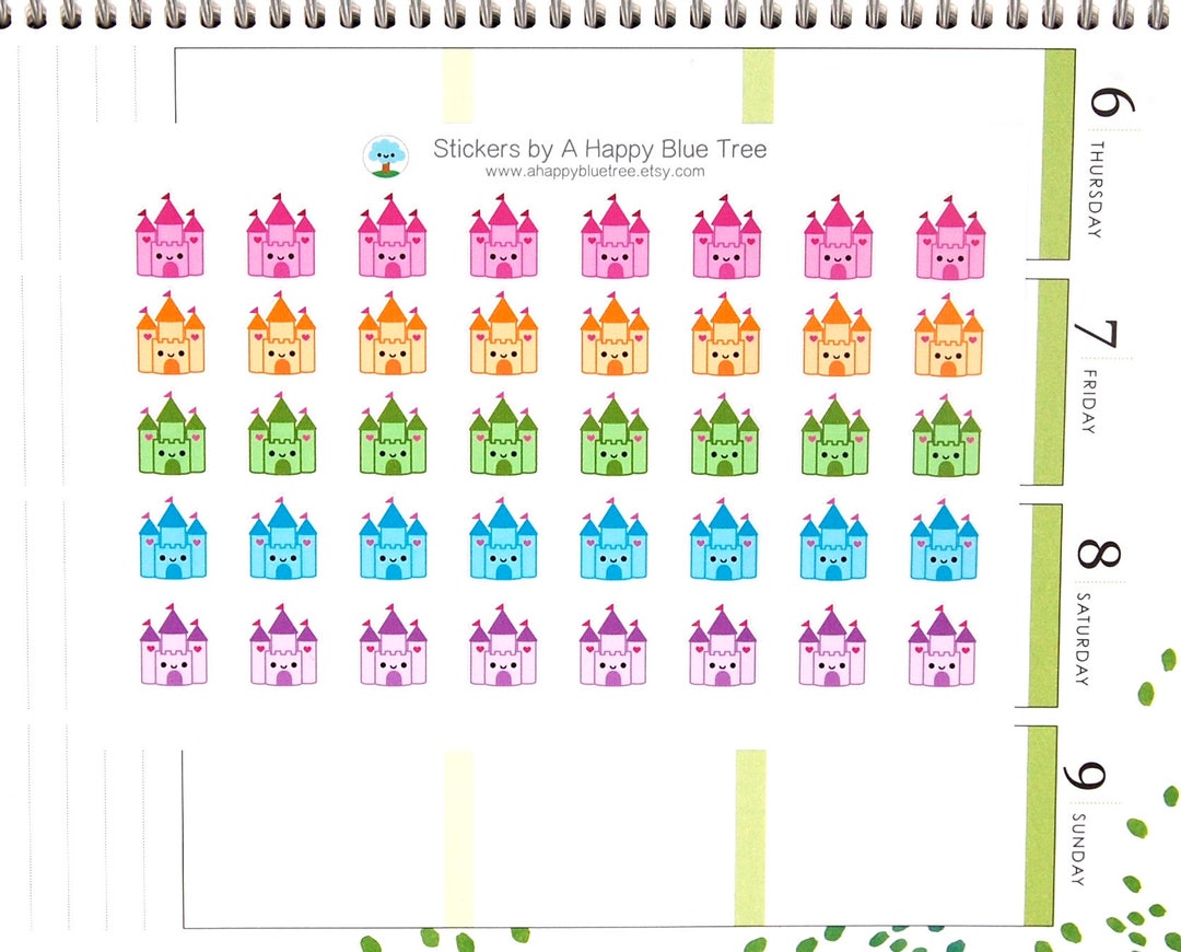Happy Castle Vacation Reminder Tracker Cute Kawaii Planner Stickers ...