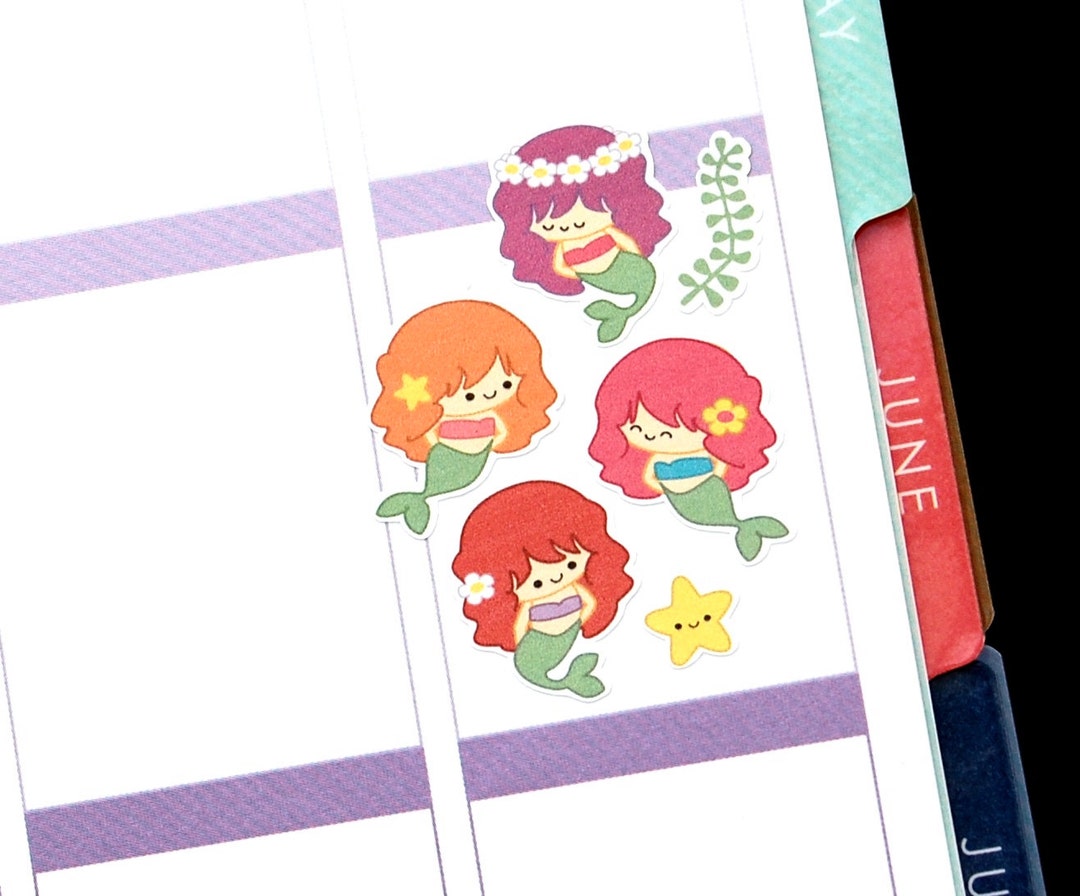 Happy Mermaids Under the Sea Cute Kawaii Planner Stickers for Erin ...
