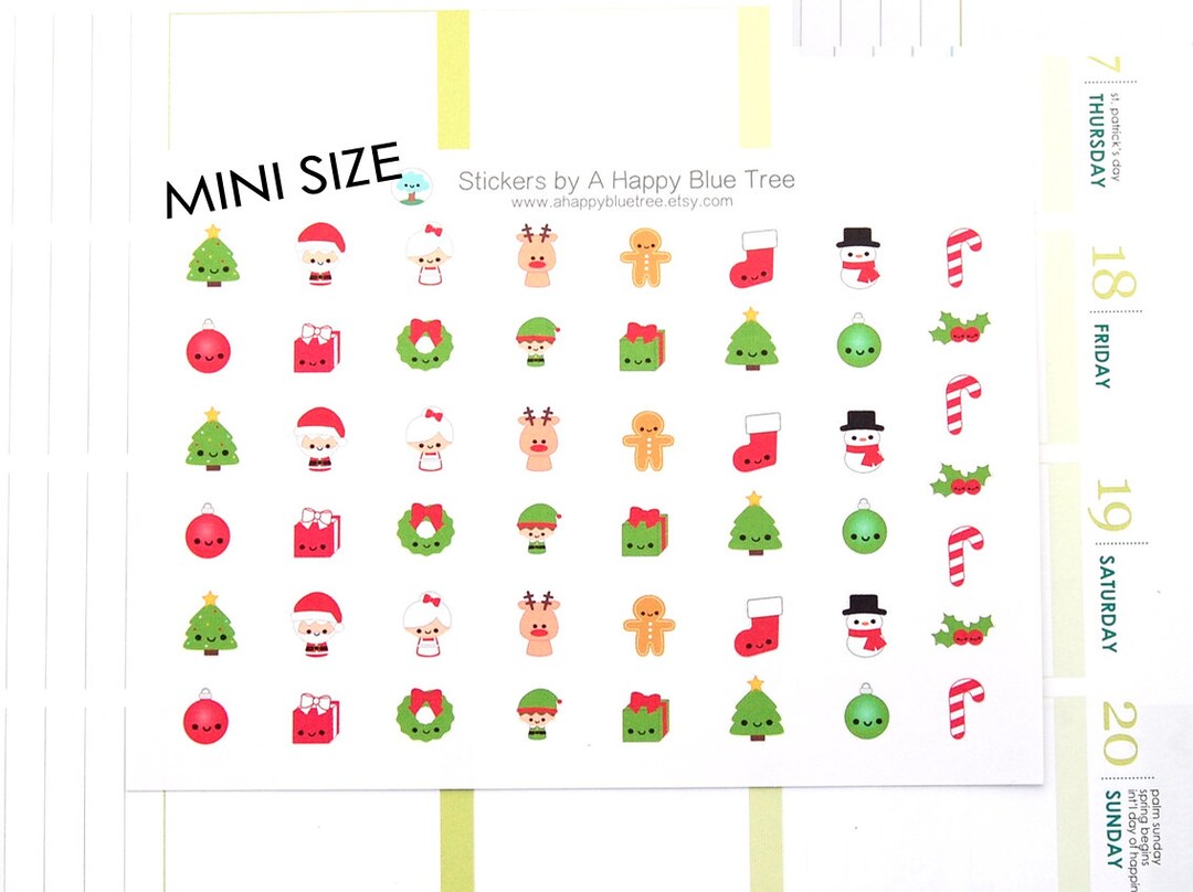 MINI Merry Christmas Stickers Erin Condren Life Planner ECLP Mambi ...