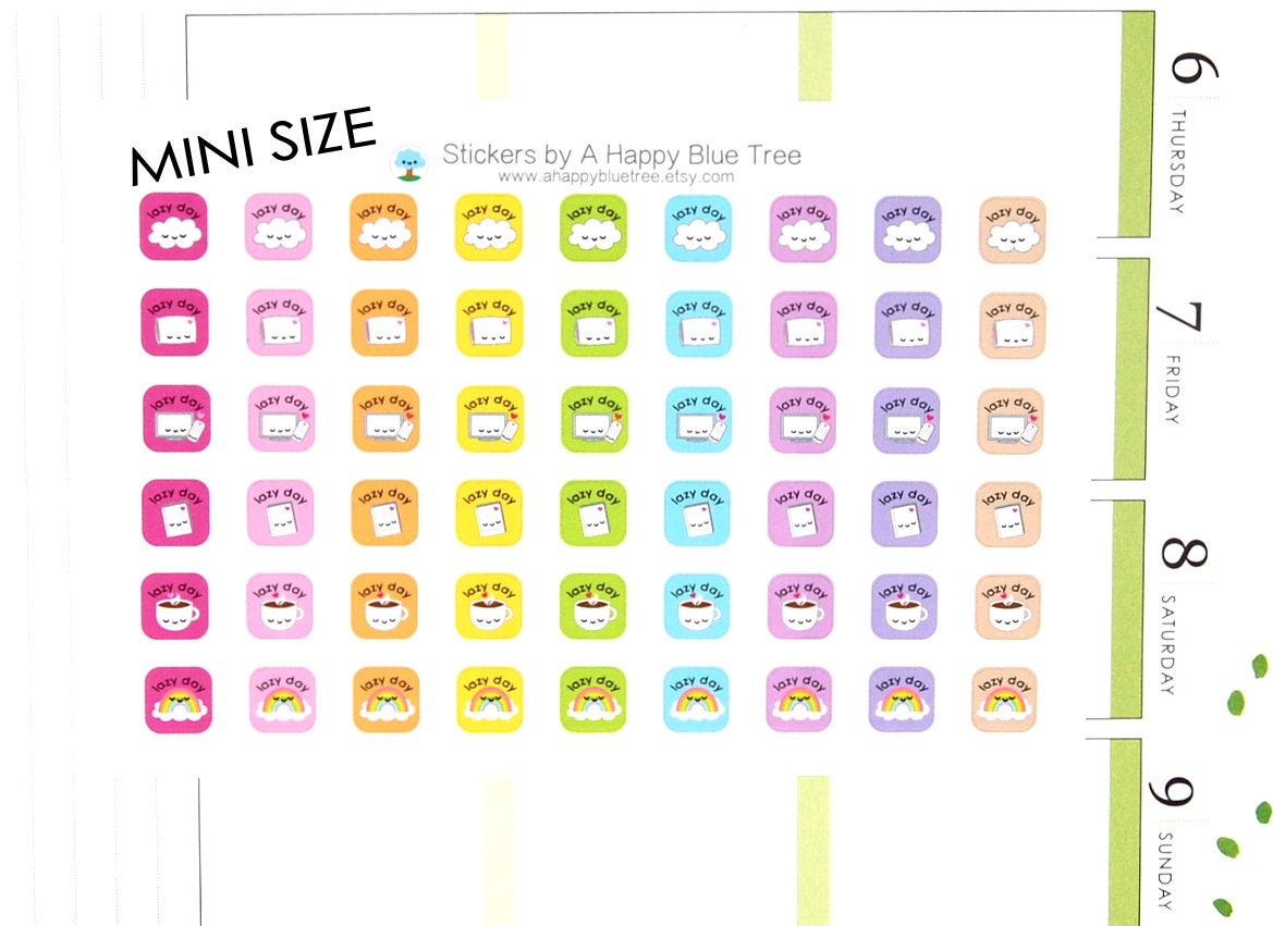 MINI Happy Lazy Day Reminder Tracker Cute Kawaii Planner Stickers for ...