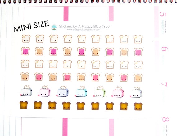 MINI Happy Toast Toaster Breakfast Reminder Tracker Erin Condren Life Planner ECLP Mambi Filofax Midori Kawaii Cute Funny Foodie PB&J Bread
