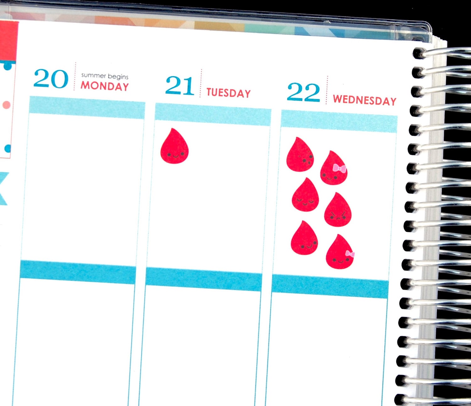 Happy Blood Drop Period Reminder Tracker Cute Kawaii Planner Stickers ...