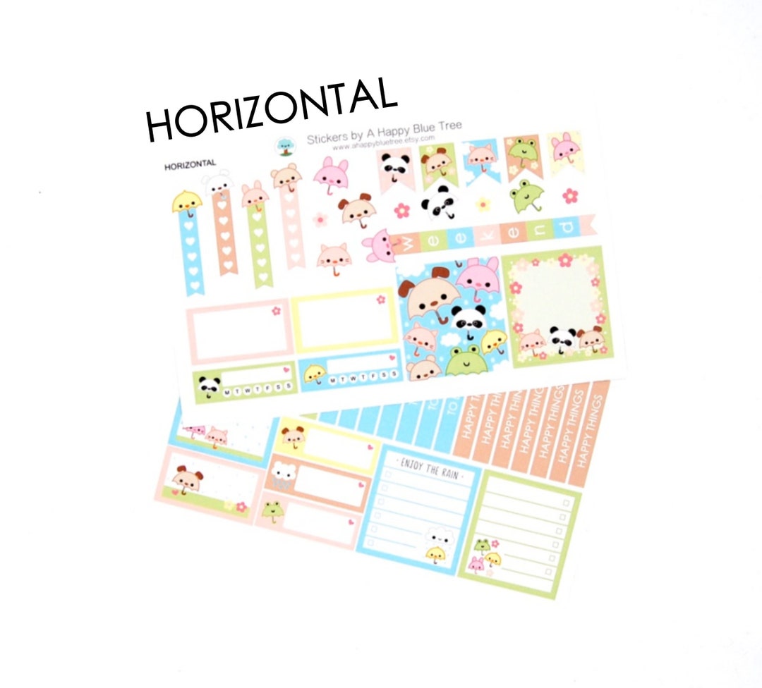 Happy Umbrella Friends Sticker Set HORIZONTAL Erin Condren Life Planner ...