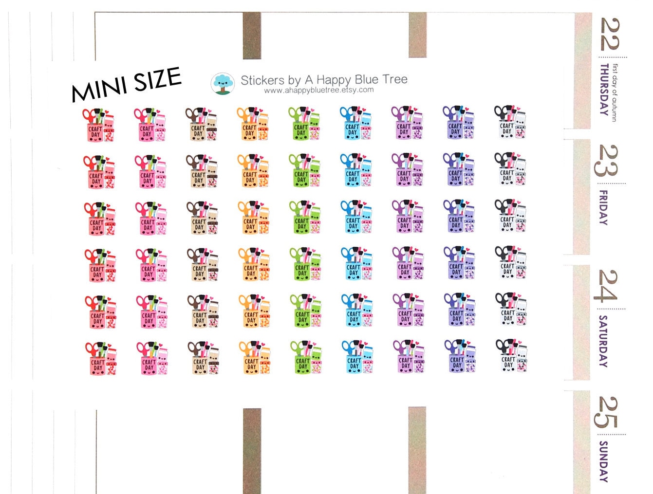MINI Happy Craft Day Reminder Tracker Cute Kawaii Planner Stickers for ...