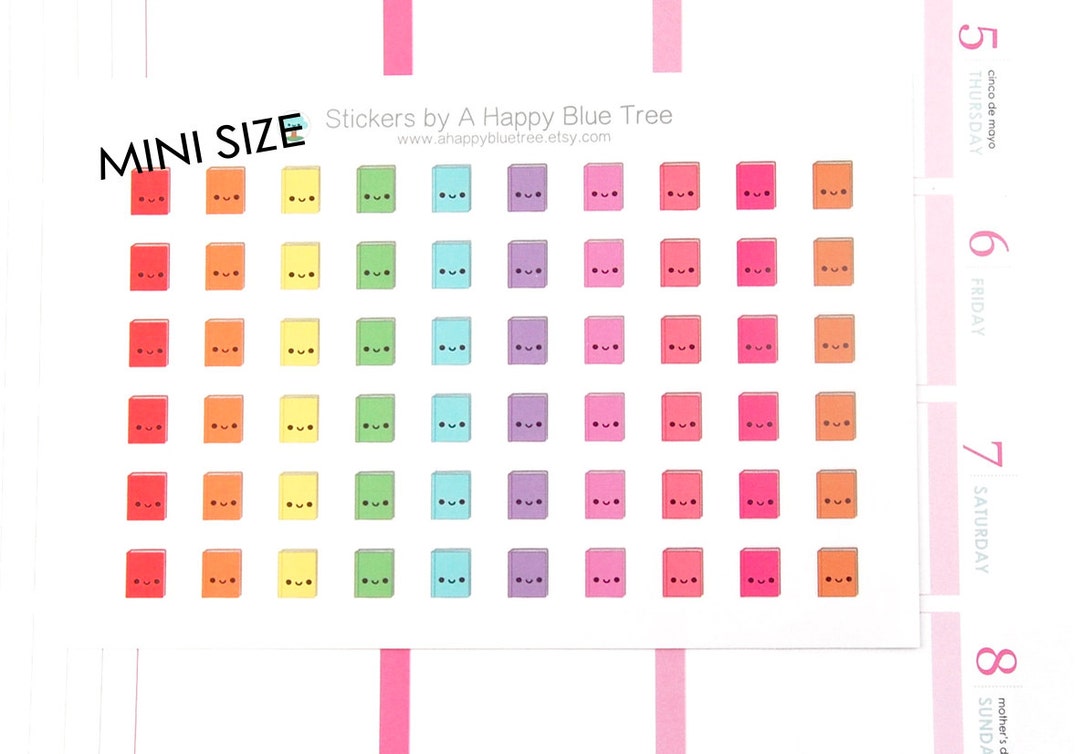 MINI Happy Blank Book Tracker Reminder Cute Kawaii Planner Stickers ...