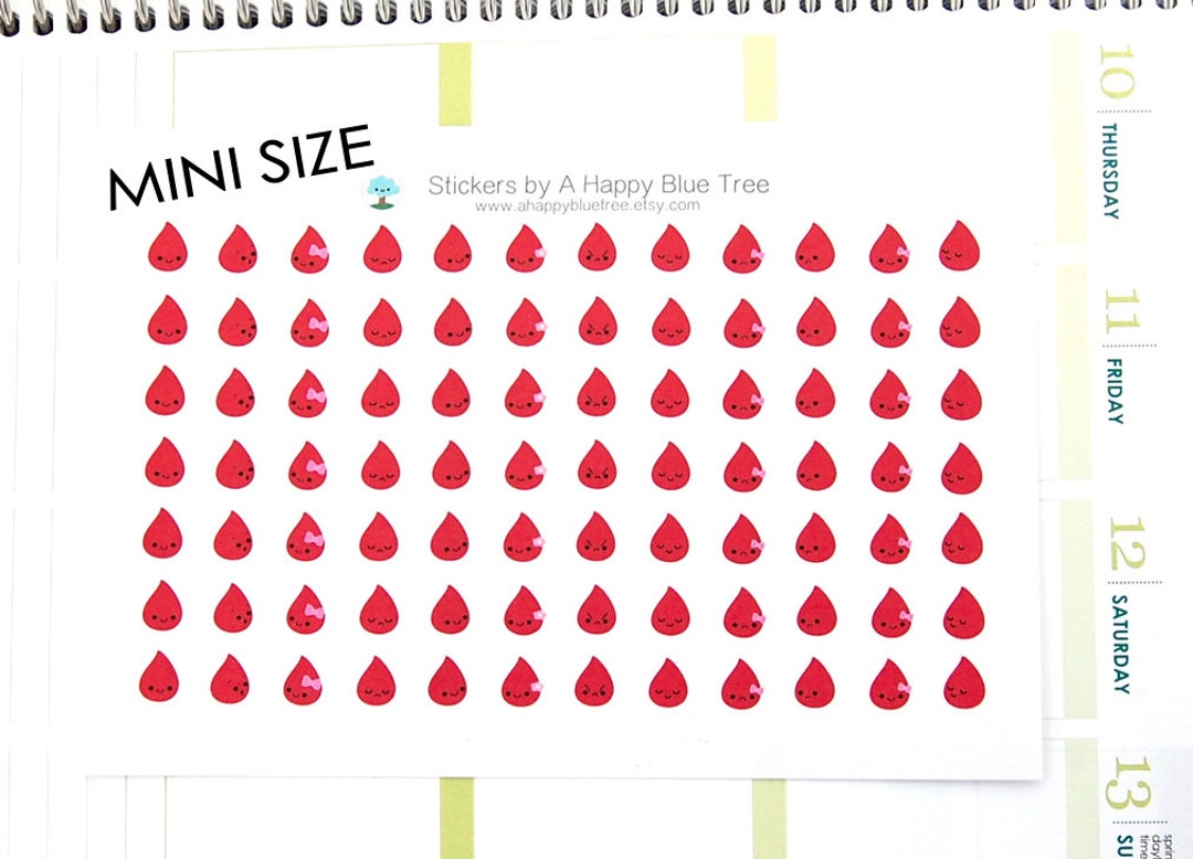 MINI Happy Blood Drop Reminder Tracker Cute Kawaii Personal Planner ...