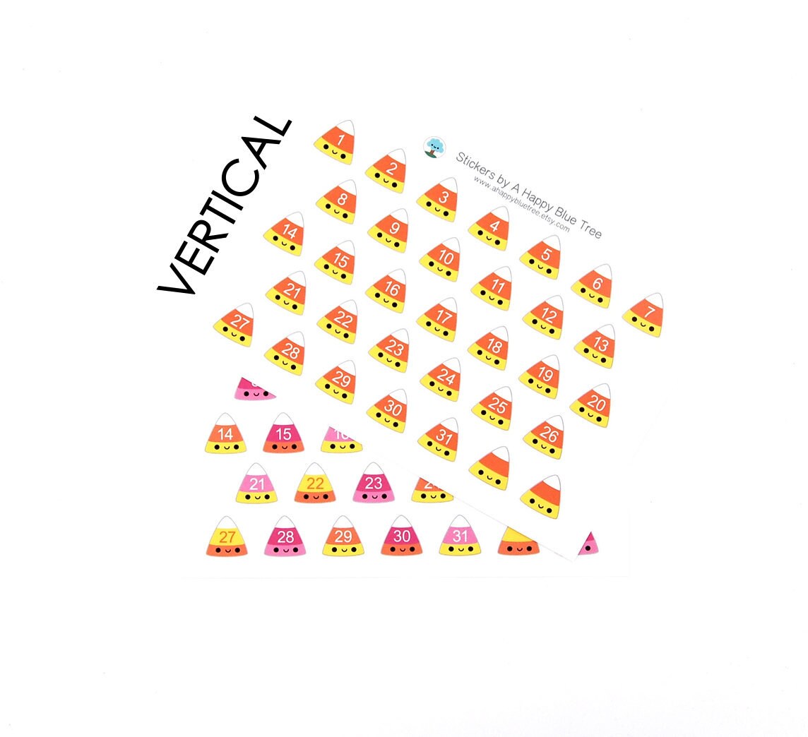 Happy Candy Corn Halloween Date Dots Covers for VERTICAL Erin Condren Life Planner ECLP Mambi Kawaii Cute Funny October Weekly Monthly