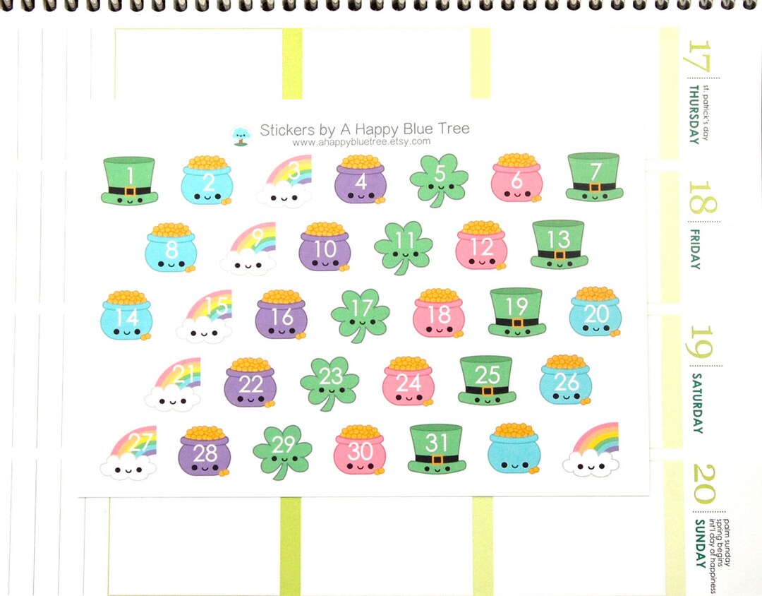 Happy St Patrick's Day Date Dots Covers Vertical or Horizontal Erin ...