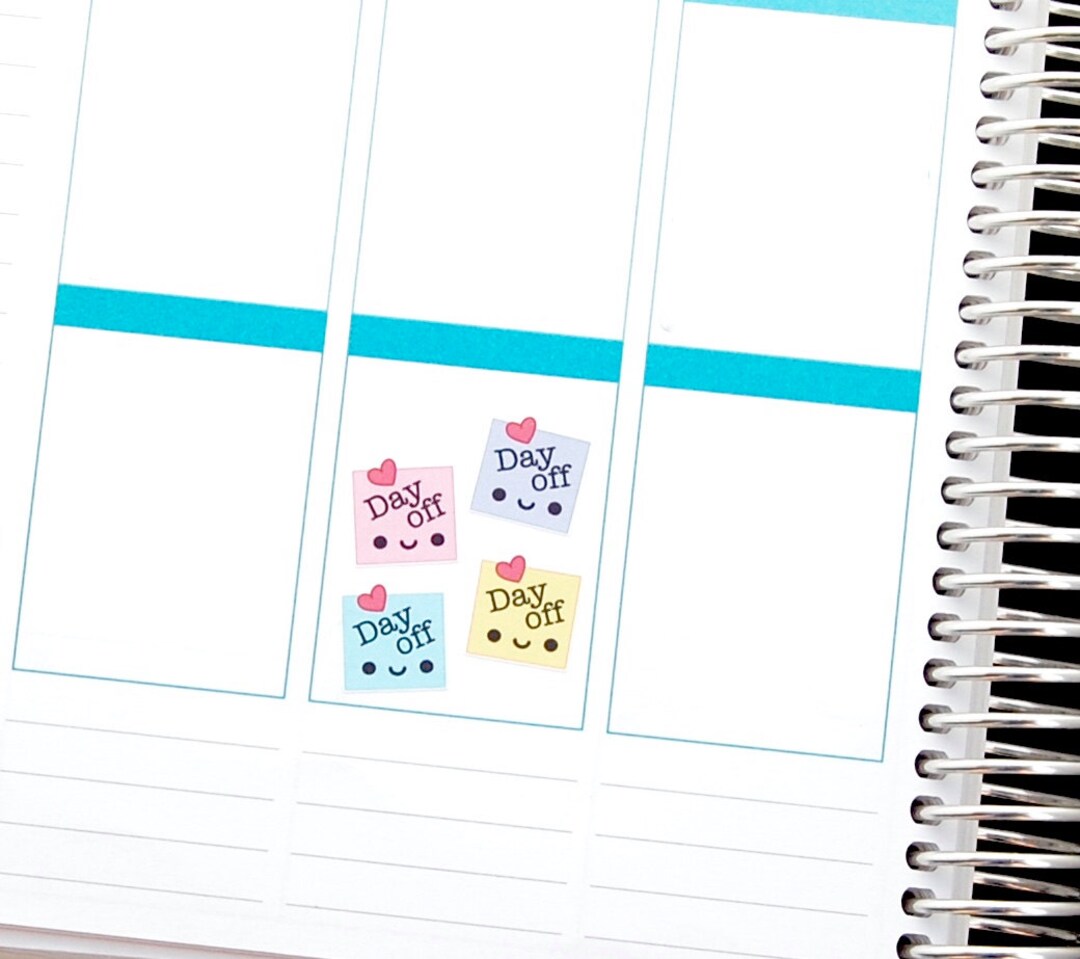 Happy Day off Reminder Tracker Cute Kawaii Planner Stickers for Erin ...