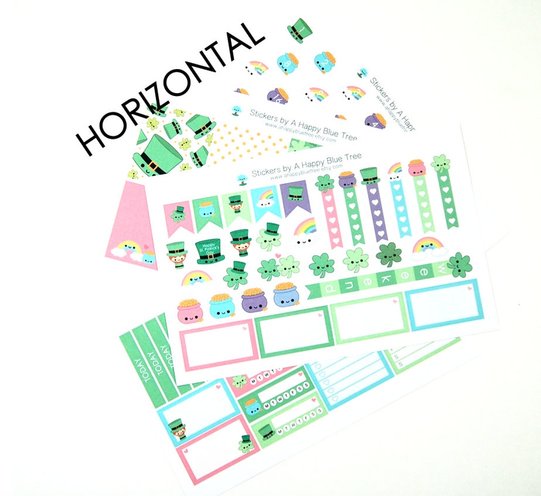 Happy Lucky St Patricks Day Sticker Set HORIZONTAL Erin Condren Life ...