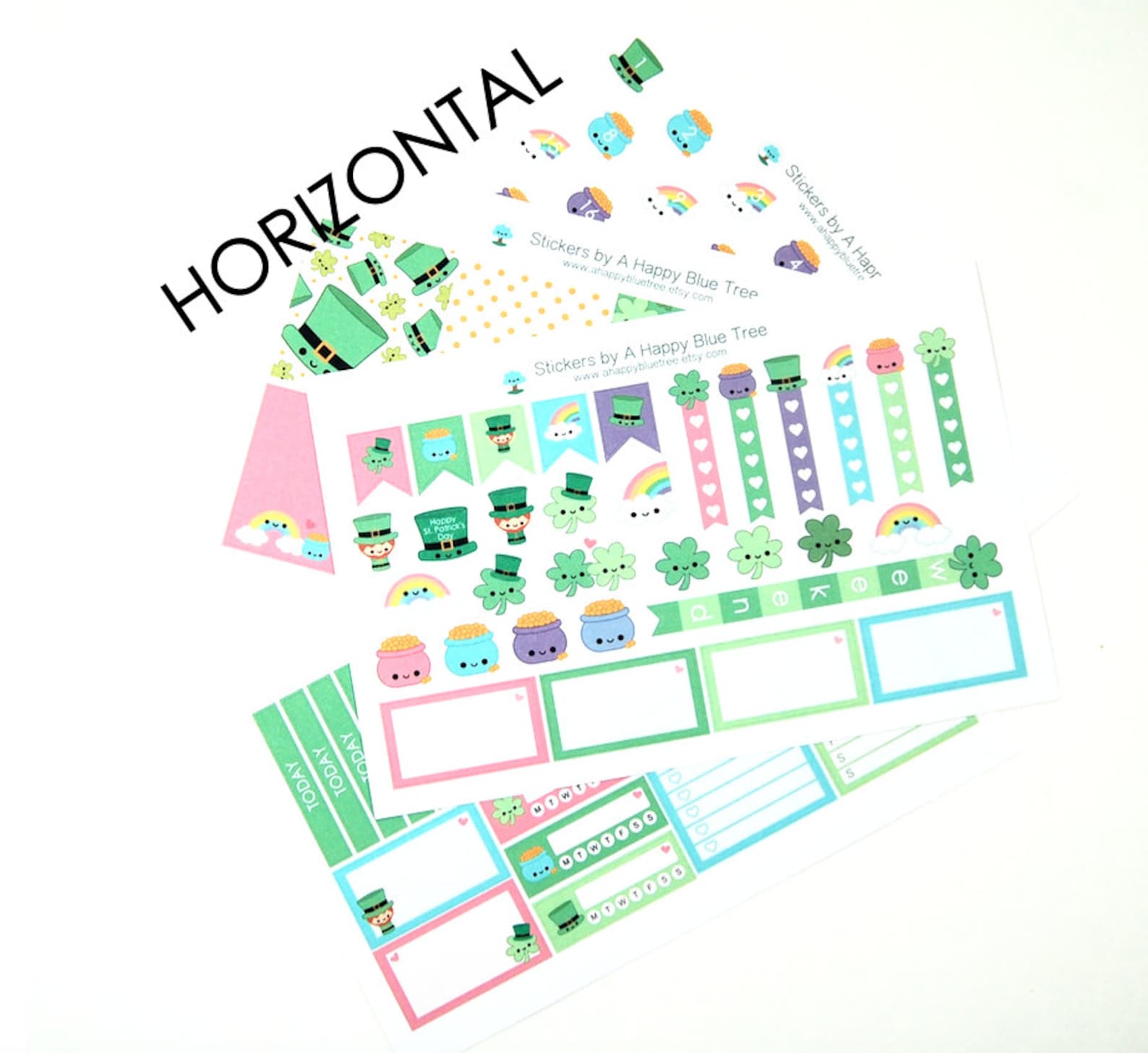 Happy Lucky St Patricks Day Sticker Set HORIZONTAL Erin Condren Life ...