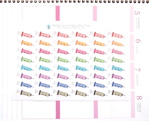 happy syringe shot reminder cute kawaii personal planner etsy