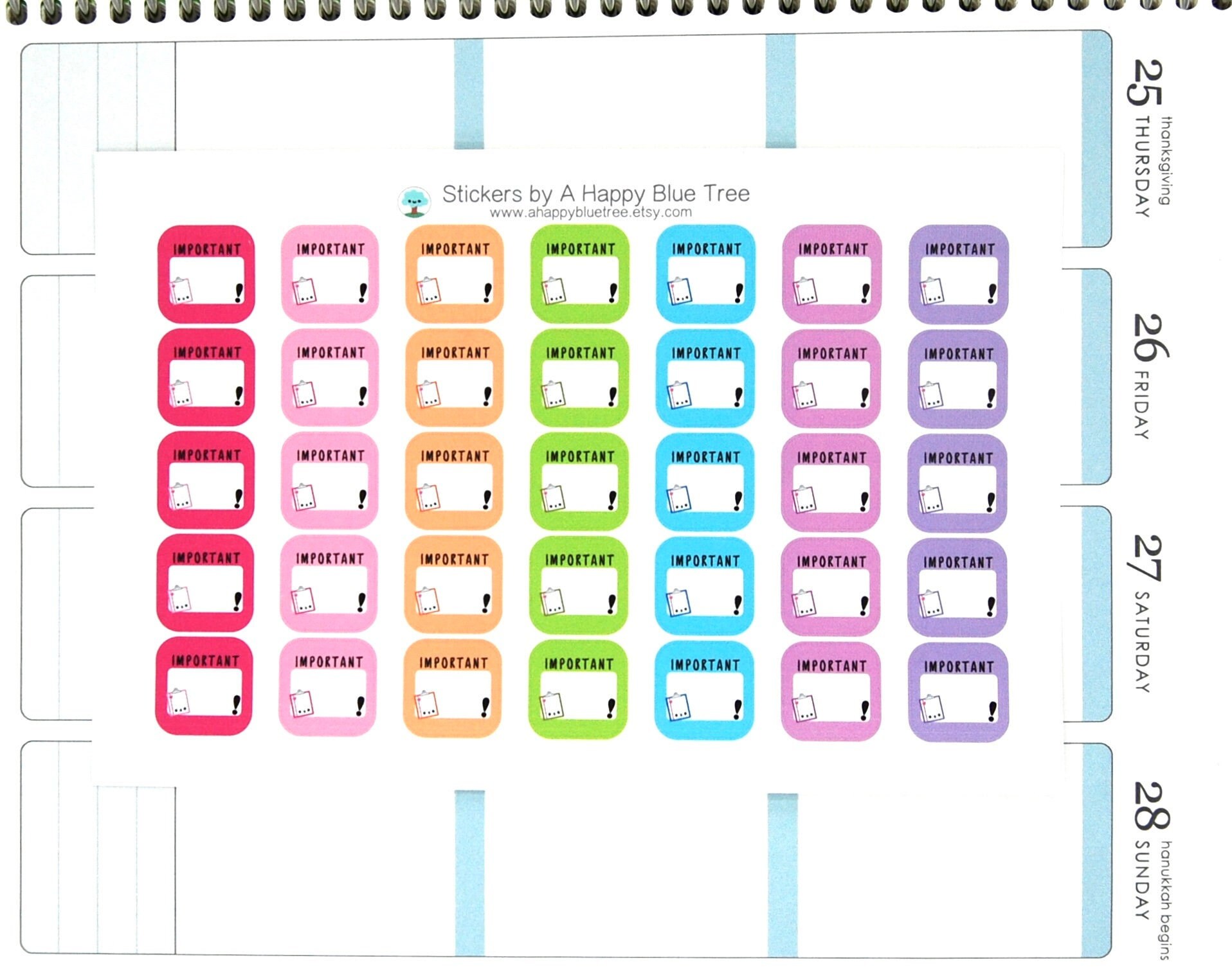 Happy Important Write-in Square Reminder Tracker Cute Kawaii Planner ...